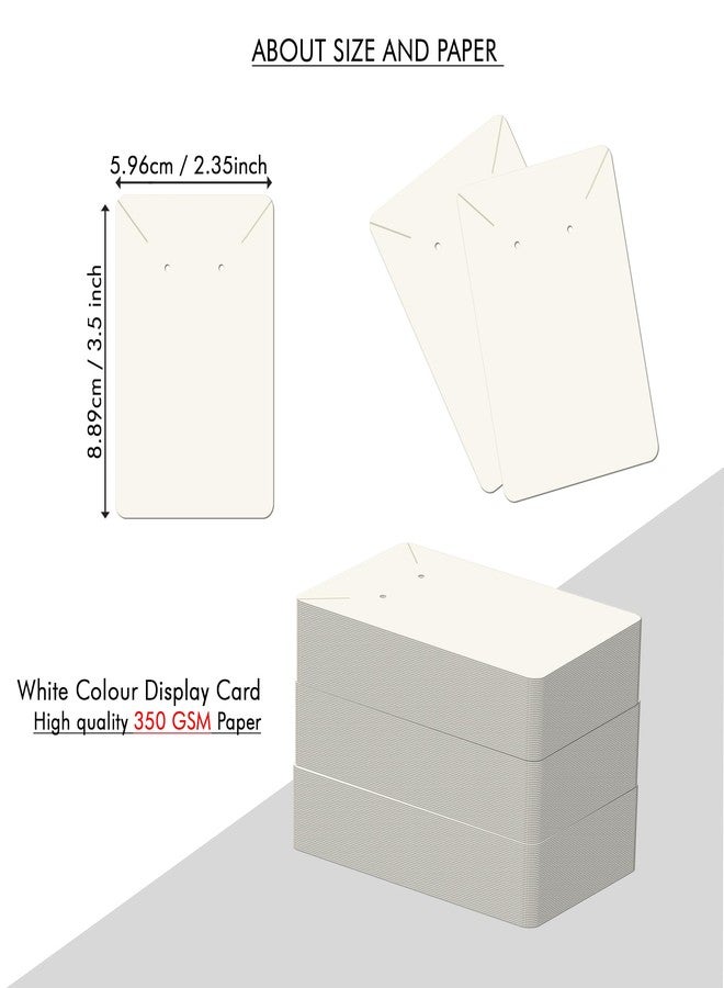DEEPTAGS Paper Jewellery Display Cards For Earring, Bracelet, Jewelry, Necklace- White, 200 Pcs - Image 2